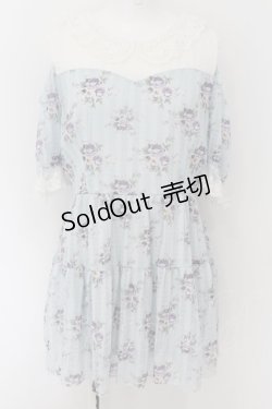 画像1: axes femme POETIQUE / 花柄シアーチェックミニワンピース M ミント O-24-09-02-055-AX-OP-IG-ZT117