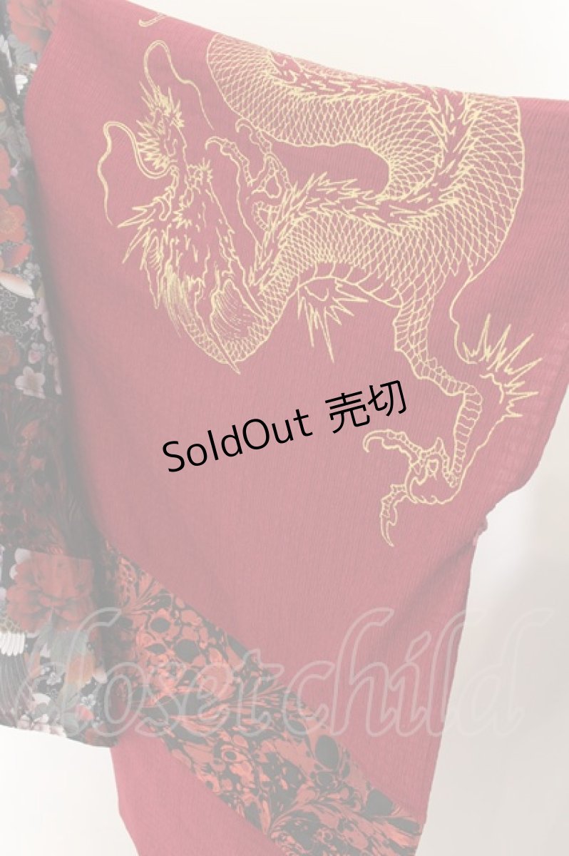 画像2: Qutie Frash / 着物アシメカーデ  レッド×ブラック O-24-09-19-103-QU-JA-OW-OS (2)