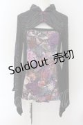 Qutie Frash / 胸開きカットソー  ブラック×パープル O-24-09-24-080-QU-TO-IG-ZI