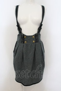 画像1: axes femme POETIQUE /チェック柄サス付きスカート M グリーン O-24-09-25-049-AX-SK-OW-ZT263