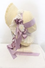 画像2: 【SALE】axes femme Kawaii / ロココサマーハット  ナチュラル×ラベンダー O-24-09-25-140-AX-AC-IG-ZTK007 (2)