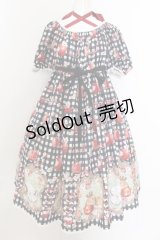 Enchantlic Enchantilly / 午後３時のクイーンバニーギンガムチェックワンピース  クロ O-24-09-28-120-LO-OP-OW-OS