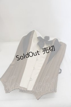 画像1: PureOne Corset  Works / 砂時計型 タキシード オーバーバスト コルセット  ブラウン×アイボリー O-24-09-29-078-GO-TO-IG-ZY