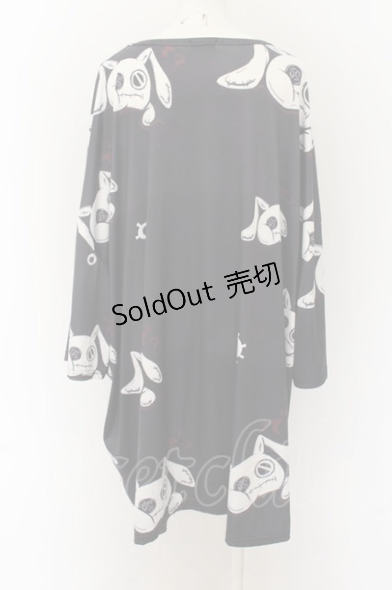 画像2: 【SALE】NieR CLOTHING / 総柄カットソー【で？】  ブラック O-24-09-30-005-PU-TO-IG-ZT303 (2)