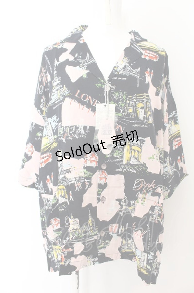 画像1: 【SALE】RNA / PINK MOTELロンドンスーベニアシャツ M ブラック（公式展開ブルーグレー） O-24-09-30-063-PU-BL-OW-ZT035 (1)