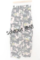 RNA / PINK MOTELロンドンスーベニアパンツ M ブラック（公式展開ブルーグレー） O-24-09-30-073-PU-PA-OW-ZT037