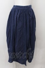 axes femme / 縦切り替え刺繍スカート M ネイビー O-24-10-03-029-AX-SK-OW-ZT265