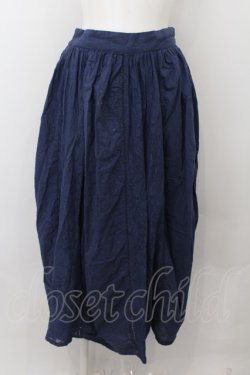 画像1: axes femme / 縦切り替え刺繍スカート M ネイビー O-24-10-03-029-AX-SK-OW-ZT265