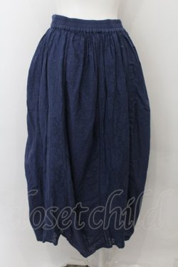 画像2: axes femme / 縦切り替え刺繍スカート M ネイビー O-24-10-03-029-AX-SK-OW-ZT265