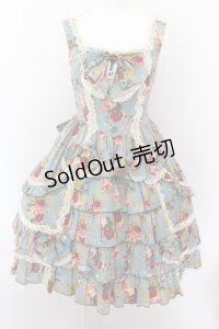 metamorphose / 花柄フリルリボンジャンパースカート  ブルー O-24-10-05-016-ME-OP-IG-OS