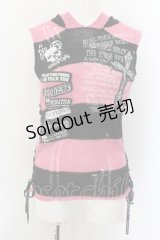 MAD / うさみみボーダーノースリーブニット LARGE ピンク×ブラック O-24-10-07-009-PU-TO-IG-OS
