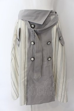 画像1: axes femme / 柄切替ミディスカート M グレー×キナリ O-24-10-11-177-AX-SK-OW-ZT264