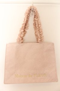 Maison de FLEUR / レースサテンスクエアトートMバッグ  ピンク O-24-10-11-194-LO-BG-IG-ZT346