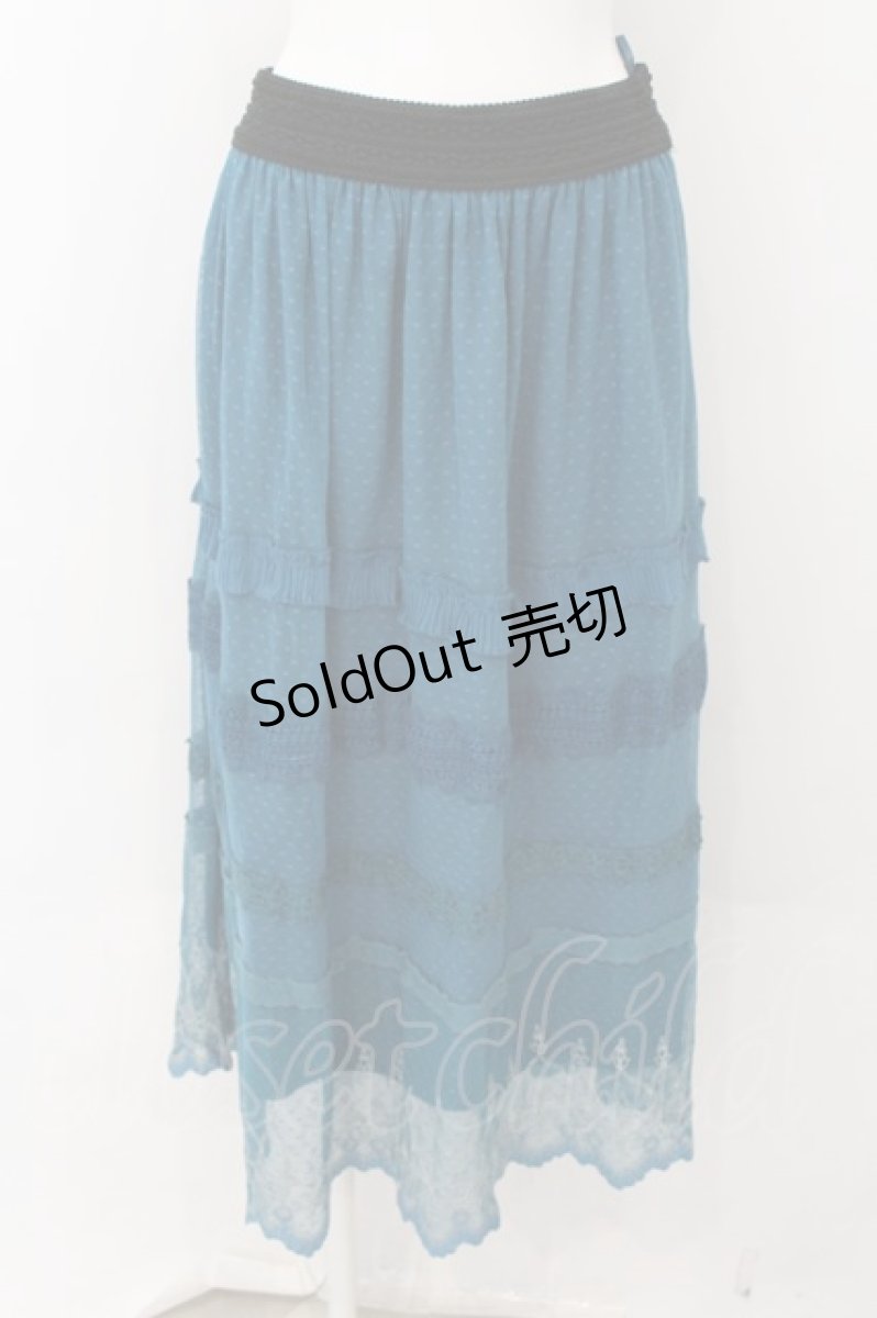 画像1: 【SALE】axes femme / 刺繍レース使いチュールスカート M グリーン O-24-10-13-078-AX-SK-OW-ZT267 (1)