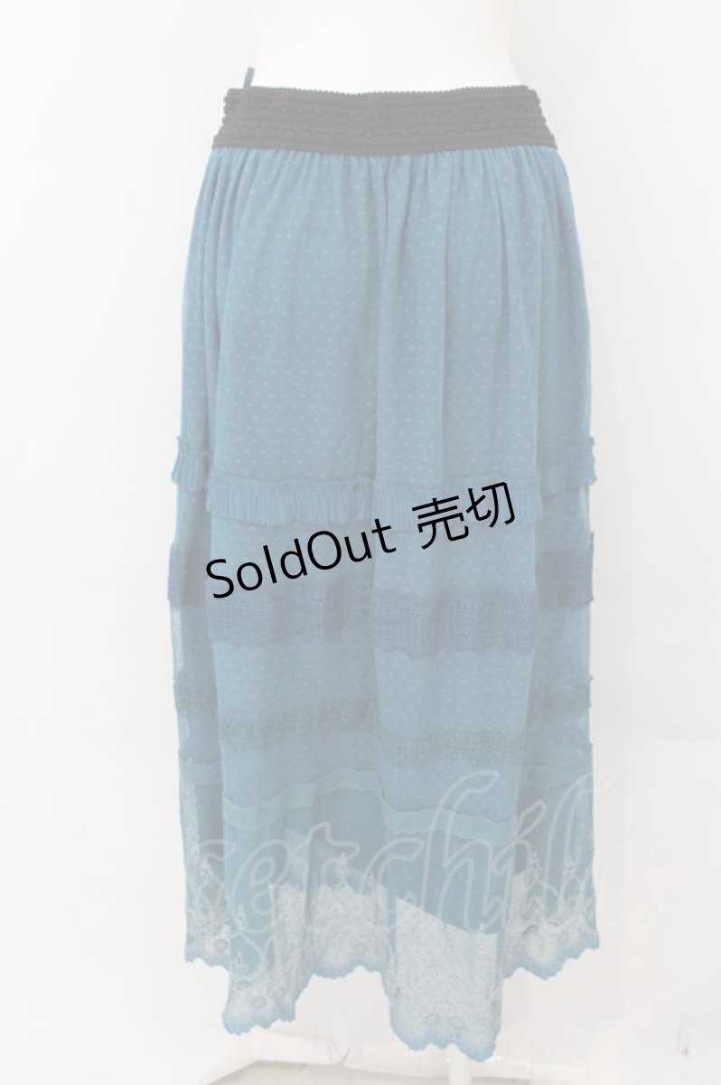 画像2: 【SALE】axes femme / 刺繍レース使いチュールスカート M グリーン O-24-10-13-078-AX-SK-OW-ZT267 (2)