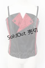 Qutie Frash / ライダースコルセット  レッド×ブラック O-24-10-15-023-QU-ZA-IG-ZI