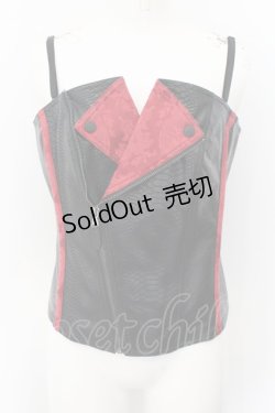 画像1: Qutie Frash / ライダースコルセット  レッド×ブラック O-24-10-15-023-QU-ZA-IG-ZI