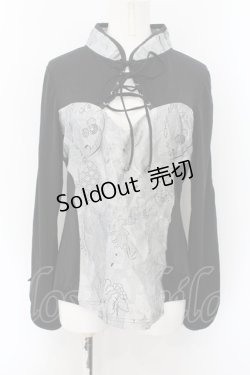 画像1: Qutie Frash / 公式通販×アメQ限定チャイナカットソー  シルバー×ブラック O-24-10-15-031-QU-TO-IG-ZI