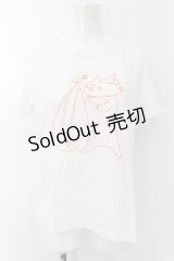 MINT NeKO / ハチロウのTシャツ  ホワイト×オレンジ O-24-10-17-045-HN-TS-IG-ZT364