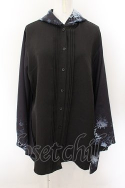 画像1: NieR Clothing / 着物風袖ブロッキングシャツ  ブラック O-24-10-22-050-PU-BL-OW-ZT309