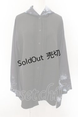 画像1: NieR Clothing / 着物風袖ブロッキングシャツ  ブラック O-24-10-22-050-PU-BL-OW-ZT309
