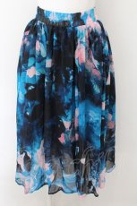 画像1: 【SALE】NieR CLOTHING / ARTISTIC ROSE SHEER SKIRT【裏地付き】スカート  ブルー×ブラック O-24-10-22-056-PU-SK-IG-ZT281 (1)