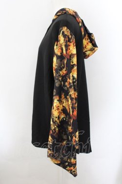 画像2: NieR Clothing / フード付き着物風袖ブロッキングシャツ【黄金錦鯉】  ブラック×イエロー O-24-10-22-059-PU-TO-IG-ZT332