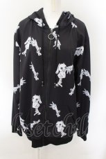 画像1: 【SALE】NieR CLOTHING / 総柄ZIPパーカー  ブラック×ホワイト O-24-10-22-064-PU-TO-IG-ZT260 (1)