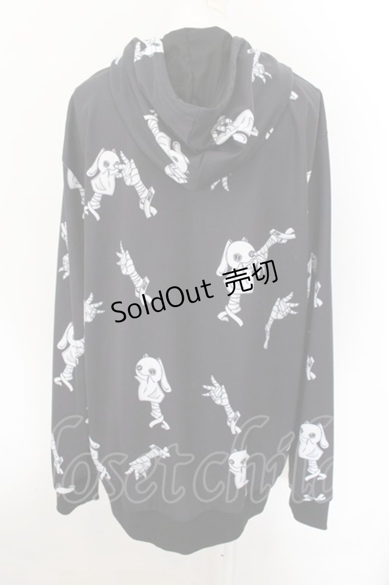 画像2: 【SALE】NieR CLOTHING / 総柄ZIPパーカー  ブラック×ホワイト O-24-10-22-064-PU-TO-IG-ZT260 (2)