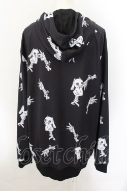 画像2: NieR Clothing / 総柄ZIPパーカー  ブラック×ホワイト O-24-10-22-064-PU-TO-IG-ZT260