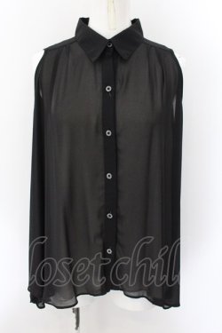 画像1: HEAVEN and Earth / シフォンレイヤードノースリーブブラウス M ブラック×ホワイト O-24-10-22-081-PU-BL-IG-ZT277