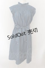 axes femme / ストライプ柄ノースリワンピ M ターコイズ O-24-10-26-079-AX-OP-IG-ZT118