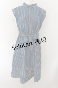 axes femme / ストライプ柄ノースリワンピ M ターコイズ O-24-10-26-079-AX-OP-IG-ZT118