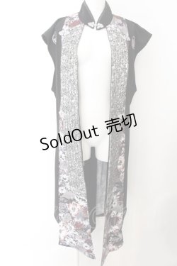 画像1: Qutie Frash / 2019パティキュラ陣羽織風ロングカーディガン  ブラック×和柄金魚 O-24-10-27-067-QU-TO-OW-ZI