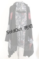 Qutie Frash / 着物パーカー  ブラック×レッド O-24-10-27-073-QU-CO-OW-OS