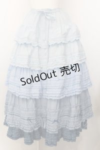 PINK HOUSE / グラデーションフリルスカート  サックス O-24-10-28-047-LO-SK-IG-OS
