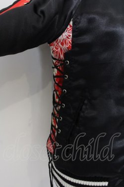 画像3: h.NAOTO EAST / 和柄切り替えサイドレースアップスカジャン  ブラック O-24-10-28-049-HN-JA-OW-ZT096