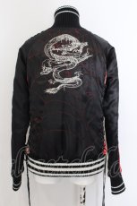 画像5: h.NAOTO EAST / 和柄切り替えサイドレースアップスカジャン  ブラック O-24-10-28-049-HN-JA-OW-ZT096 (5)