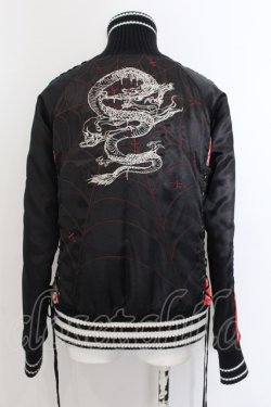 画像5: h.NAOTO EAST / 和柄切り替えサイドレースアップスカジャン  ブラック O-24-10-28-049-HN-JA-OW-ZT096