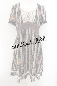 axes femme / ストライプ×バラ柄ワンピース M ネイビー O-24-10-29-065-AX-OP-IG-ZT091