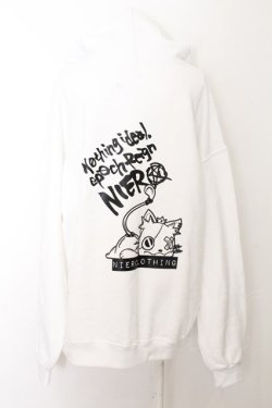 画像1: NieR Clothing / バックプリントパーカー【だるミケ】 XL ホワイト O-24-10-31-036-PU-TO-OW-ZT250