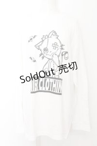 NieR Clothing / ミケプリントカットソー XL ホワイト O-24-10-31-038-PU-TO-OW-ZT250