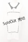 KMK / フレームpt襟付きTシャツ  ホワイト×ブラック O-24-10-31-045-PU-TO-OW-ZT324