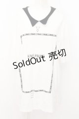 KMK / フレームpt襟付きTシャツ  ホワイト×ブラック O-24-10-31-045-PU-TO-OW-ZT324