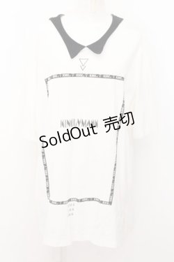 画像1: KMK / フレームpt襟付きTシャツ  ホワイト×ブラック O-24-10-31-045-PU-TO-OW-ZT324