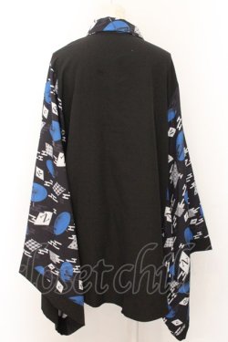 画像3: NieR Clothing / 着物風袖シャツ  ブラック×ブルー O-24-10-31-033-PU-BL-OW-ZT247