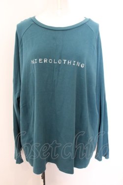 画像1: NieR Clothing / 刺繍ロゴラグランカットソー  ターコイズ O-24-11-06-024-PU-TO-IG-ZT282