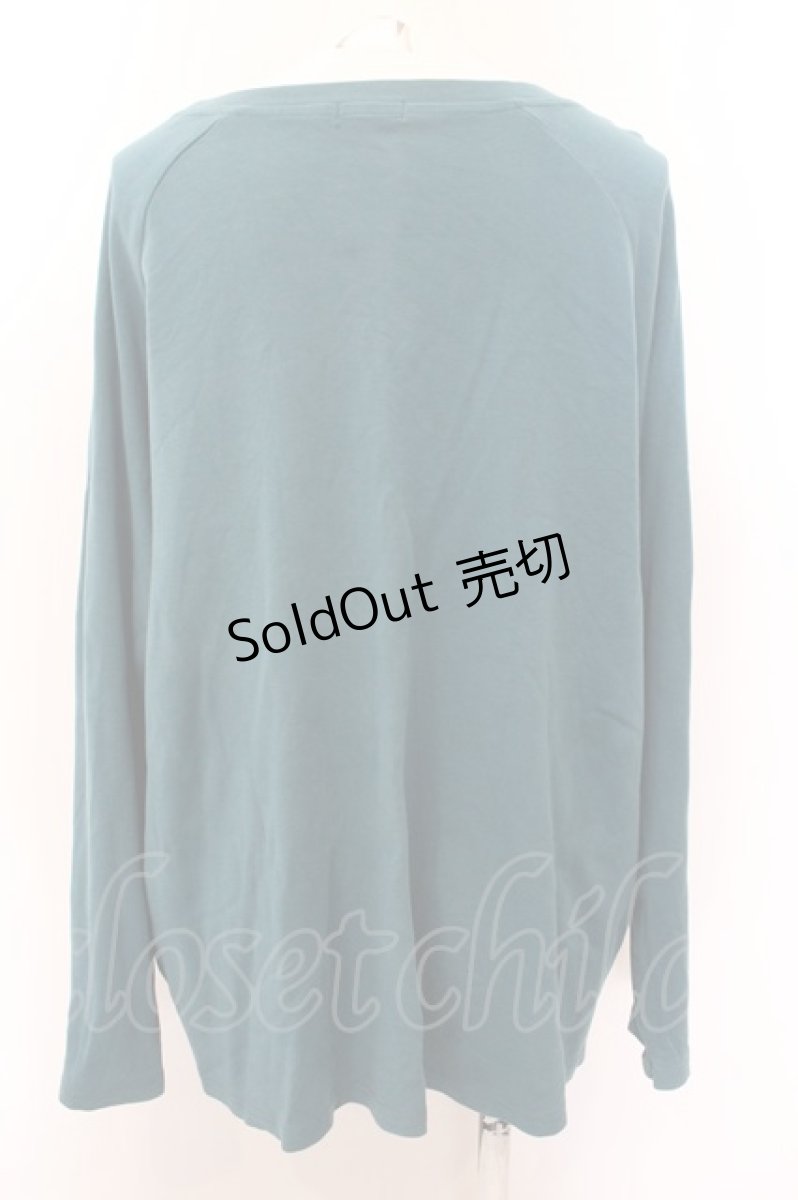画像2: 【SALE】NieR CLOTHING / 刺繍ロゴラグランカットソー  ターコイズ O-24-11-06-024-PU-TO-IG-ZT282 (2)