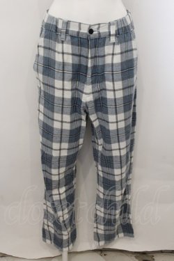 画像1: TRAVAS TOKYO / イージーチェックパンツ F ブルー O-24-11-07-049-PU-PA-YM-ZT283