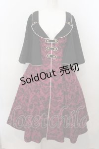 metamorphose / 【プラスサイズ】ハートダマスクジレ風ジャンパースカート プラスサイズ ボルドー O-24-11-07-005-ME-OP-NS-OS